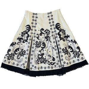 Anthropologie Boho Embroidered Midi Skirt Sequined